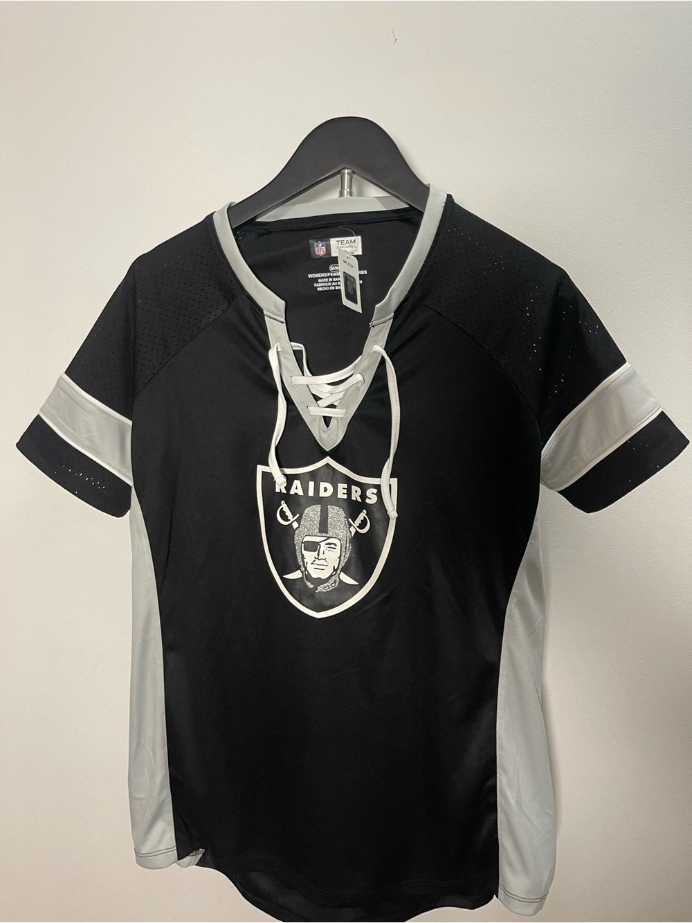 NFL Team Apparel Las Vegas Raiders Lace-Up Jersey Shirt NWT